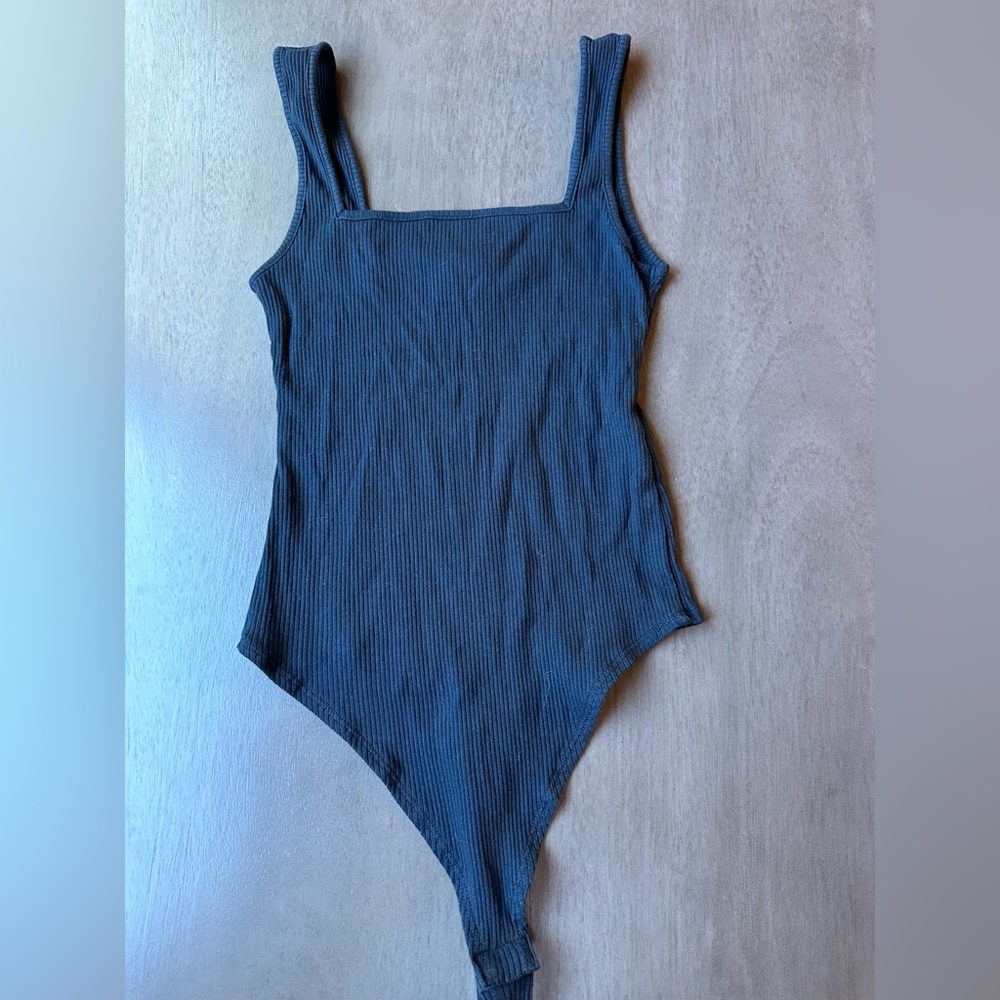 Topshop square neck bodysuit black